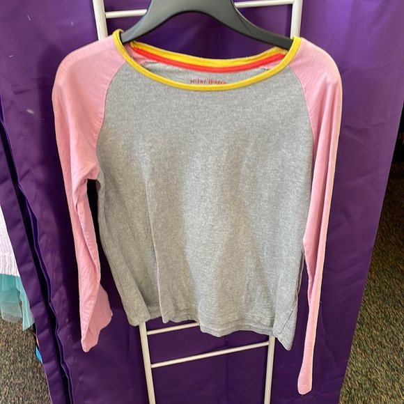 Mini Boden 11-12 girls gray pink long sleeve shirt